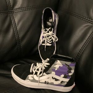 Purple camo high top Vans